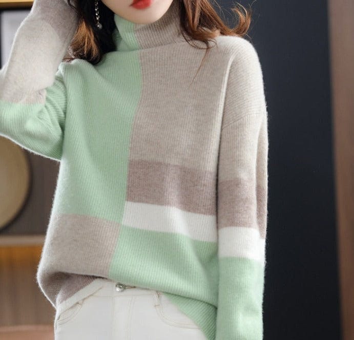 Lively® Autumn & Winter Clothing Green / S Patterned Cashmere Turtleneck | Lively®