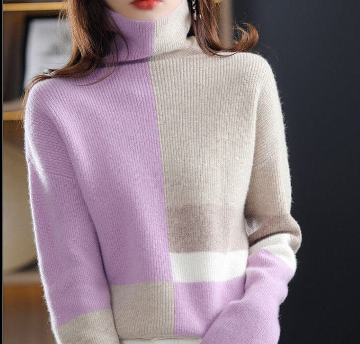 Lively® Autumn & Winter Clothing Purple / S Patterned Cashmere Turtleneck | Lively®