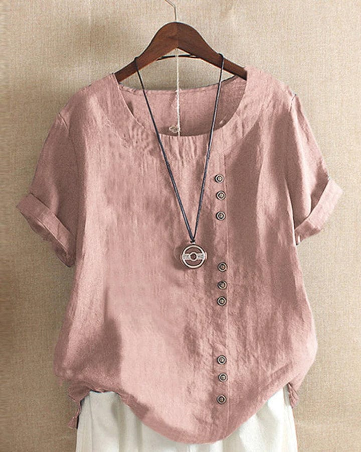 Lively® Summer Clothing Pink / S Oversized Button-Up Linen Blouse | Lively™