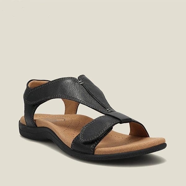 Lively® Black Sandals / 35 Orthopedic leather sandals with Velcro | Lively™