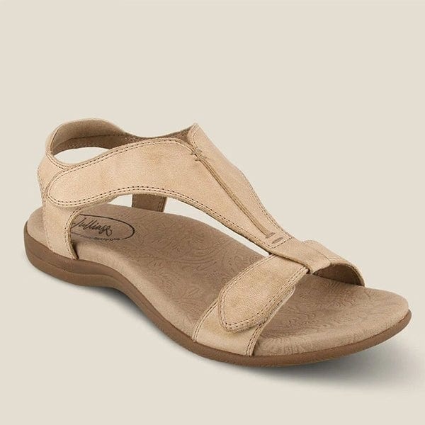 Lively® Beige Sandals / 35 Orthopedic leather sandals with Velcro | Lively™