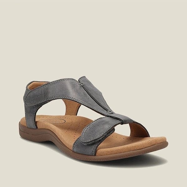 Lively® Gray Sandals / 35 Orthopedic leather sandals with Velcro | Lively™