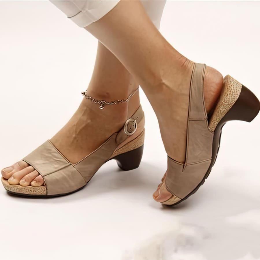 Lively® Beige Sandals / 36 Orthopedic Heeled Sandals | Lively™