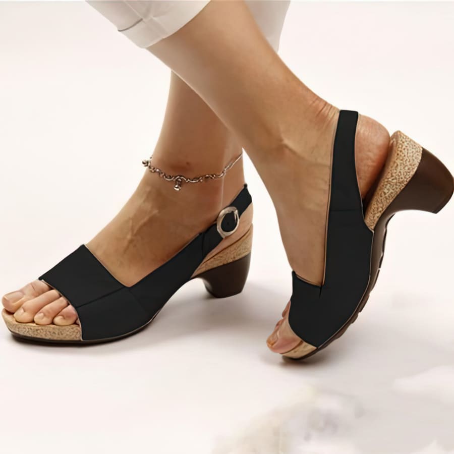 Lively® Black Sandals / 36 Orthopedic Heeled Sandals | Lively™