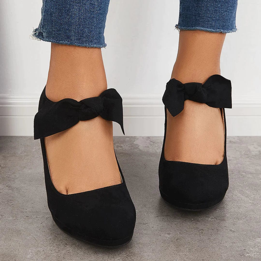 Lively® Summer Clothing Black / 35 Heeled Shoes with Ankle Bow | Lively™