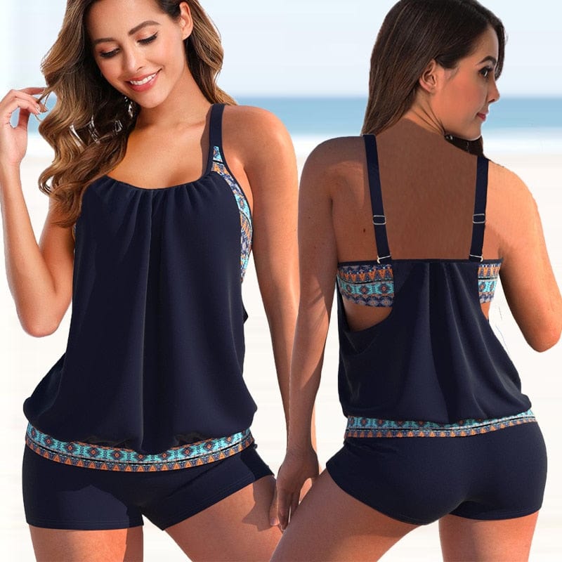 Lively® Summer Clothing Navy Blue / S Bicolor Tankini Set | Lively™