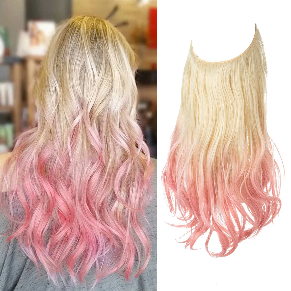 Lively® Blonde with Pink Tips / 40cm - 110g Invisible Hair Extensions - Wavy