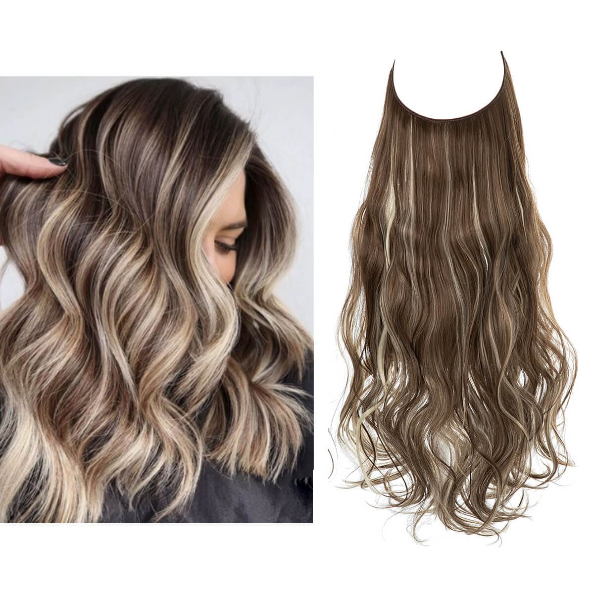 Lively® Braun with Blonde Highlights / 40cm - 110g Invisible Hair Extensions - Wavy