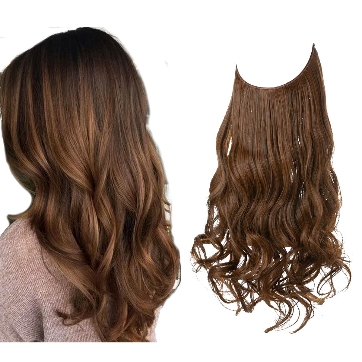 Lively® Light Brown / 40cm - 110g Invisible Hair Extensions - Wavy