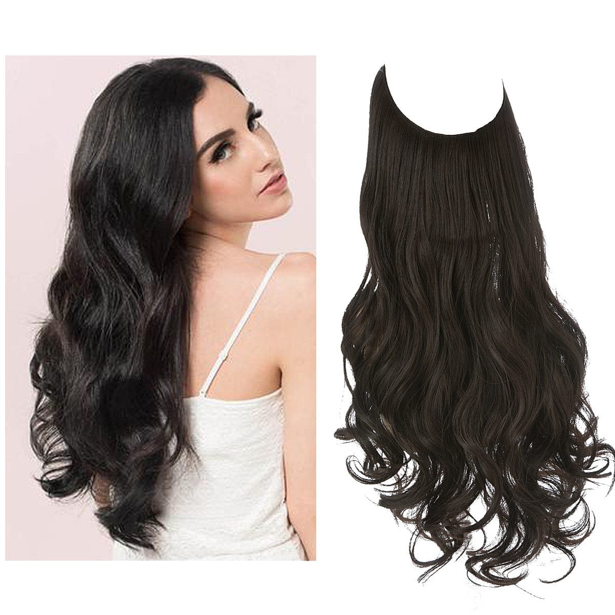 Lively® Black Brown / 40cm - 110g Invisible Hair Extensions - Wavy