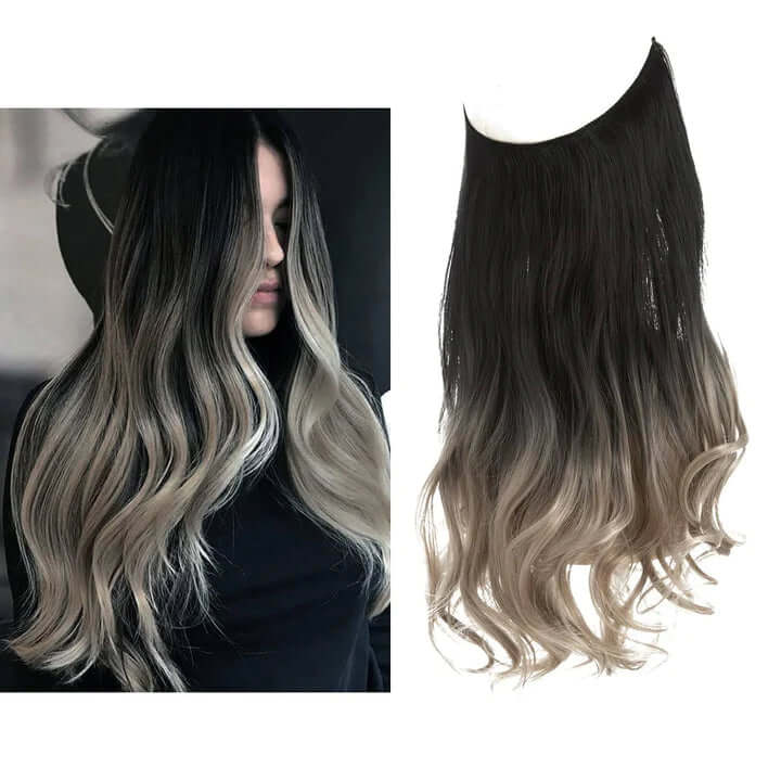 Lively® Black to Ash Blonde / 40cm - 110g Invisible Hair Extensions - Wavy